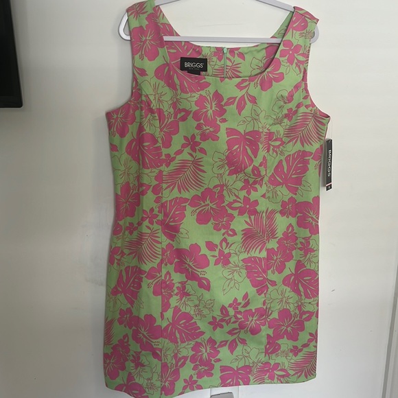 NWT Briggs New York Women’s Dress Size 18 Tropical Print Pink Beach Vacation - Picture 1 of 6